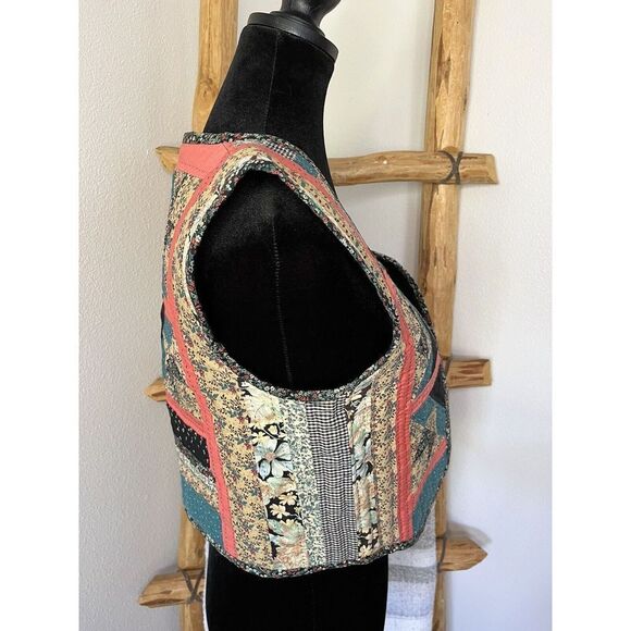 Vintage Quilt Reversible Vest With Cap Sleeve One Of A Kind Size S - Picture 5 of 16